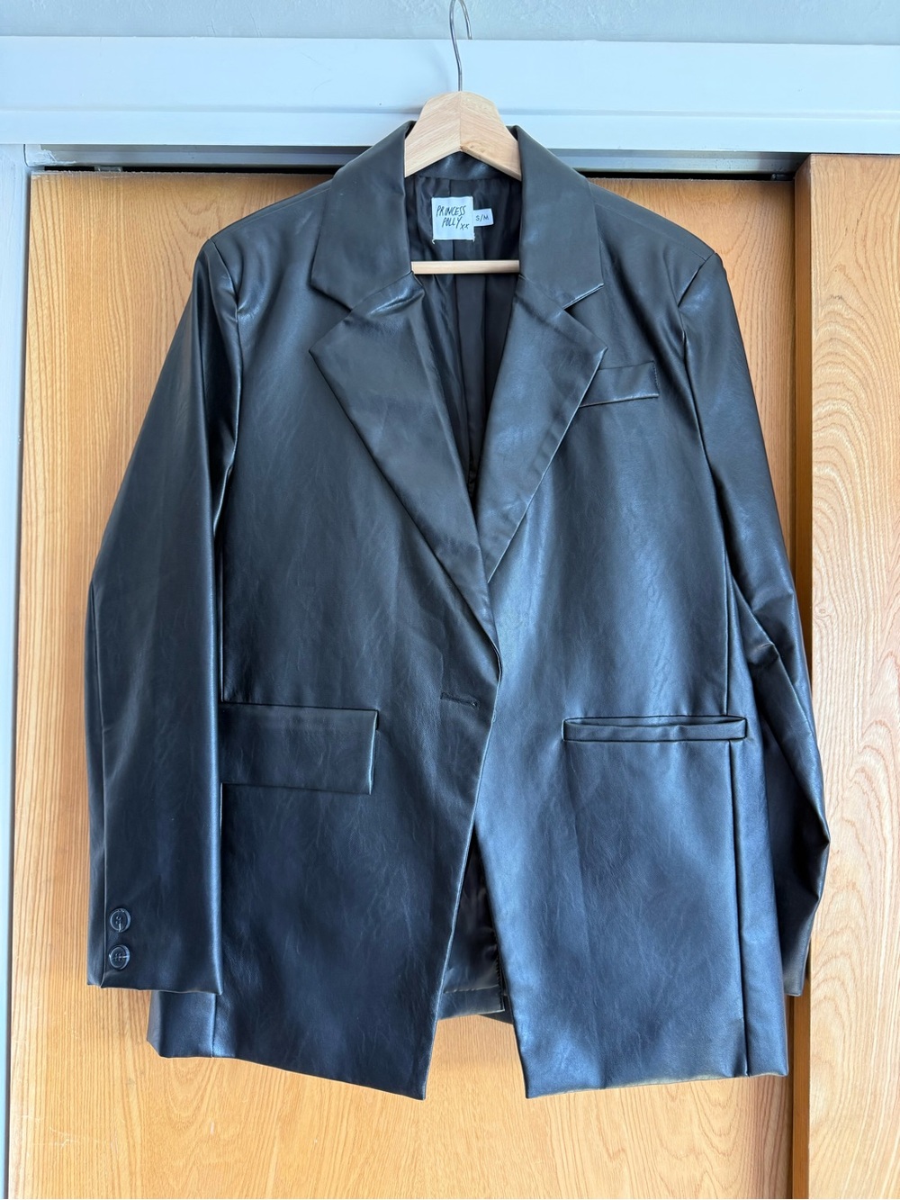 Princess Polly Black Faux Leather Blazer